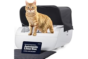 PITPET Smart Automatic Cat Litter Box - Self Cleaning with Built in Odor Eliminator -Works with Clumping Cat Litter (No Expensive Refills) Large with Hood & Litter Mat.