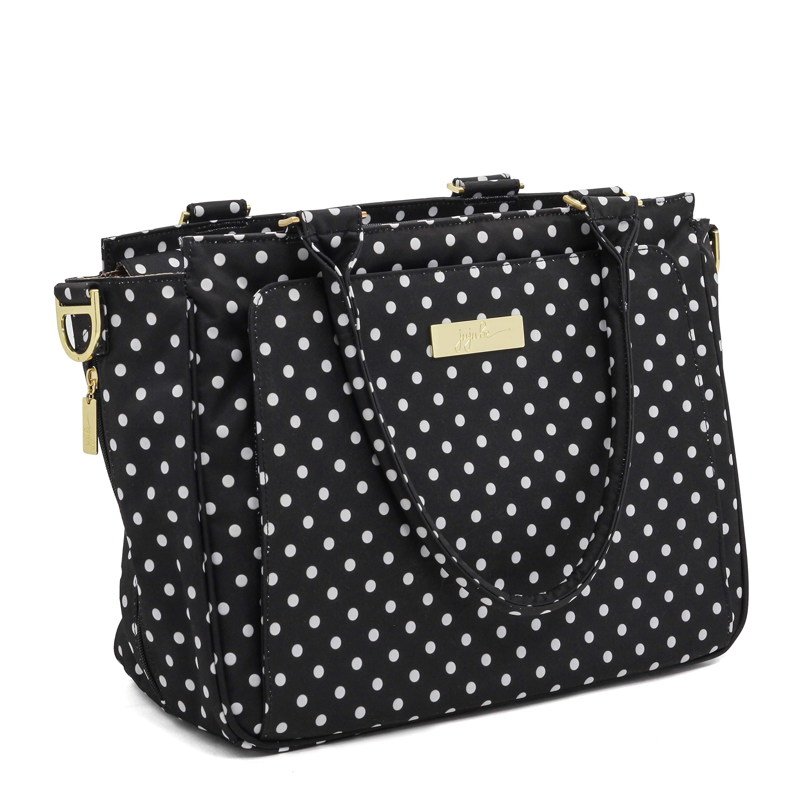 JuJuBe Be Classy Structured Multi-Functional Multi-Functional Diaper Bag/Purse, Legacy Collection - The Duchess - Black with White Polka Dots