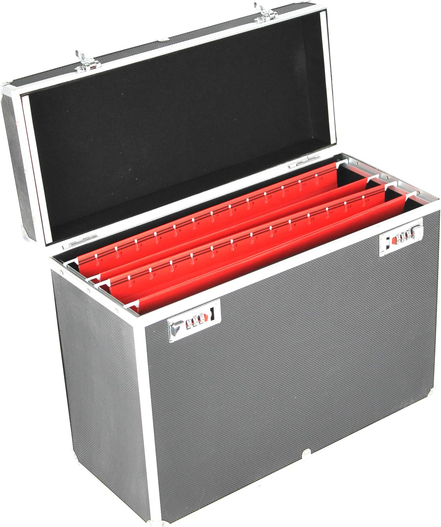 POINSETTIA Aluminium Documents Case Locking Personal File Tote with Folders Gift 37x18x32cm Black