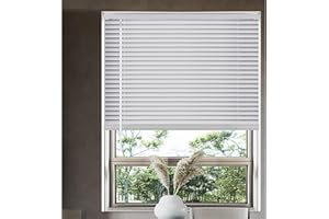 EMPIRE HOME 38" White Cordless Light Filtering Window Blinds, Horizontal Vinyl Mini Blinds/Shades, 1" Slats, Easy Install