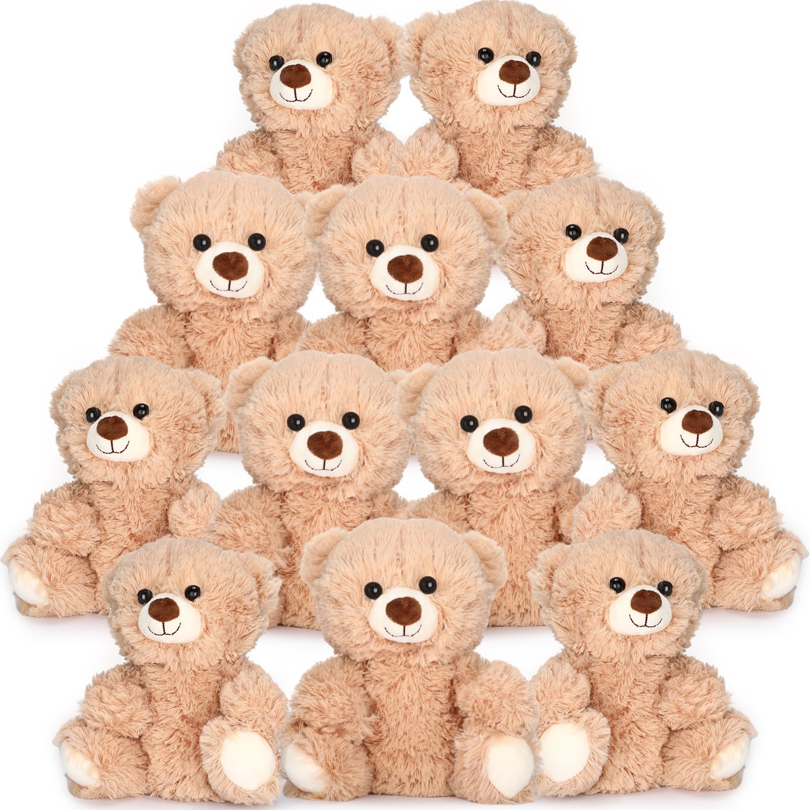 Photo 1 of HyDren 12 Pcs 10 Inch Stuffed Animal Bear Bulk Soft Light Brown Small Stuffed Cute Bear Plush Toy for Girls Boys Birthday Party Baby Shower Party Favors