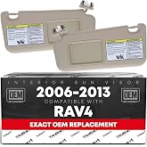 Sun Visor Replacement Set, Left and Right - Compatible with 2010-2012 Toyota RAV4 - Automotive Sun Protection Visor, Vehicle Interior Shade - Beige, with Mirror - OEM 74310-42452-E1, 74200
