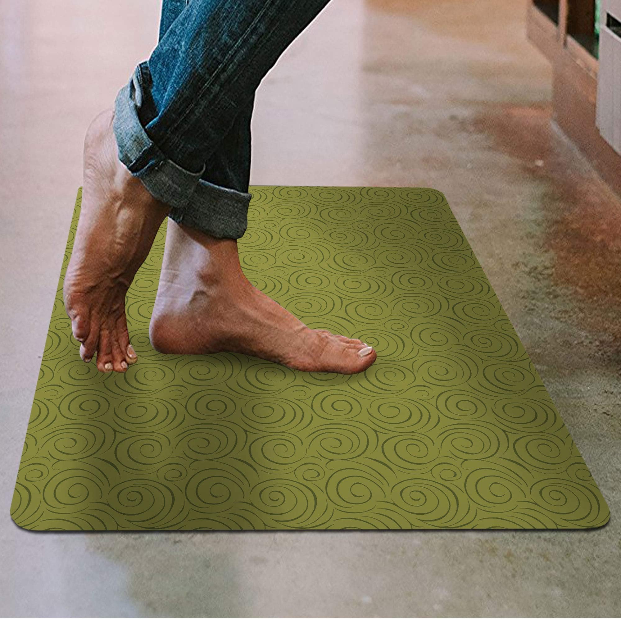 Shape28 Floor Mat Ultra-Thin Kitchen Rug with Non Slip Rubber Backing 35”x23”, Green