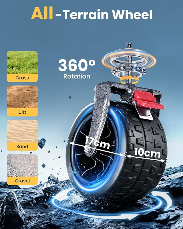 Chariot de Plage 260L 250KG, Roues Tout-Terrain 17x10 cm, Noir — photo 3 sur 8