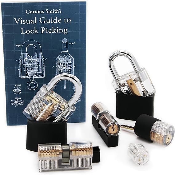 Practice Lock Set, 6 Transparent Locks for Lock Picking Practice, Visual Guide Included Amazon