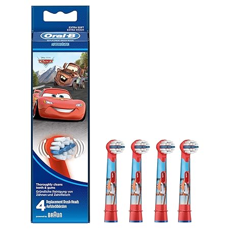 Oral-B Stages Power Kids Aufsteckbürsten, im Disney Cars, Disney Flugzeuge, Prinzessinnen oder Micky Maus Design, 4 Stück (so