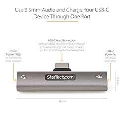 StarTech.com USB C Audio & Charge Adapter - USB-C