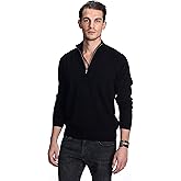 State Cashmere Men's Half Zip Mock Neck Sweater 100% Pure Cashmere Polo Neck Pullover
