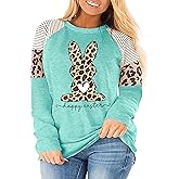 Womens Easter Shirt Plus Size Bunny Rabbit Graphic Tees Happy Easter Bunny Tops Funny Spring Shirts