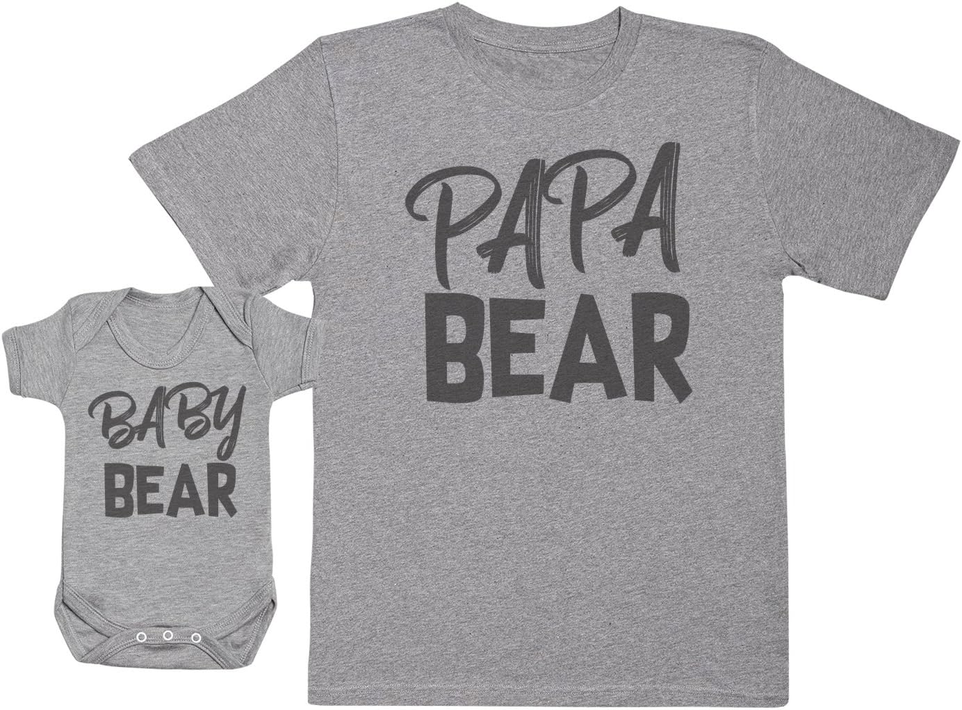 Baby Bear & Papa Bear - Matching Father Baby Gift Set - Mens T Shirt & Baby Bodysuit