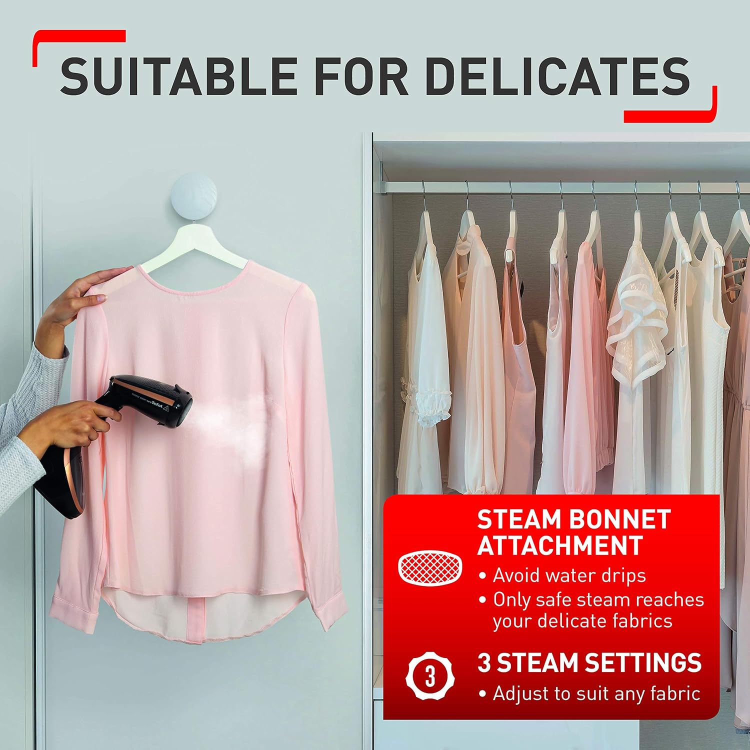 Tefal DT9100 Access Steam Care Handheld Clothes Steamer, Black and Rose Gold, 1600 W, 20 ml, Black & Copper - Image 5