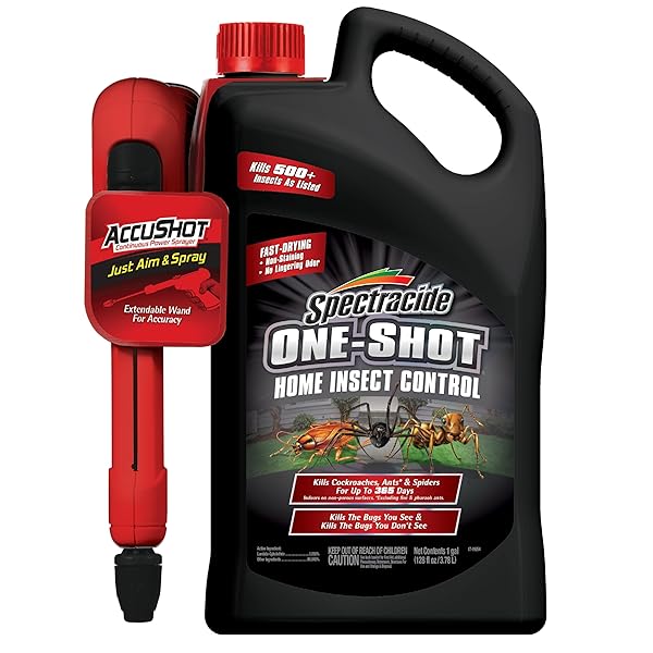 SPECTRACIDE ONE-SHOT HOME INSECT CONTROL, 1 GALLON, INSECTICIDE WITH ACCUSHOT SPRAYER FAST-DRYING FORMULA FOR RESIDENTIAL USE TO KILL 500+ LISTED INSECTS BY CONTACT