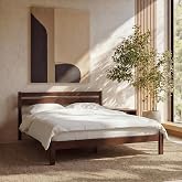 LIFEMENT King Bed Frame with Headboard Classic Wood Platform, Noise Free, Under Bed Storage, No Box Spring Needed, Easy Assembly, Walnut