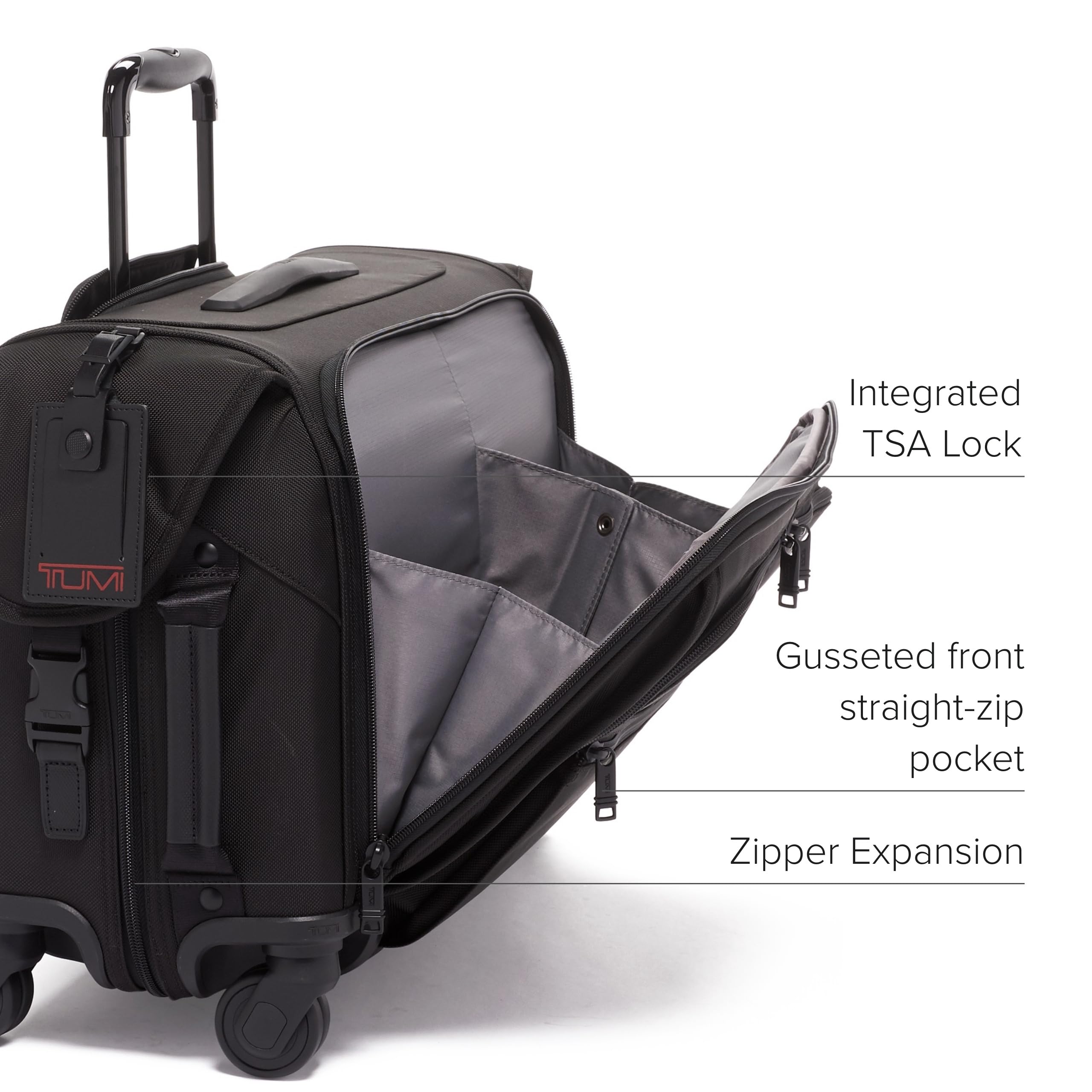 TUMI Alpha Garment 4 Wheeled Carry-On - Garment Compartment Fits 6 Suits or Dresses - Carry On Luggage for Travel - Black