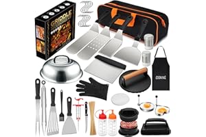 EWFEN 237pcs Griddle Accessories Kit for Blackstone, Perfect Flat Top Grilling Accessories, Grill Spatula Set with Enlarged Spatulas, Basting Cover, Burger Press Patty Maker, Scraper for Outdoor Barbecue