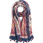 QIUTIMIY Scarf for Women Lightweight Soft Floral Leopard Printed Scarves Fall Winter Fashion Shawl Wrap with Fringe