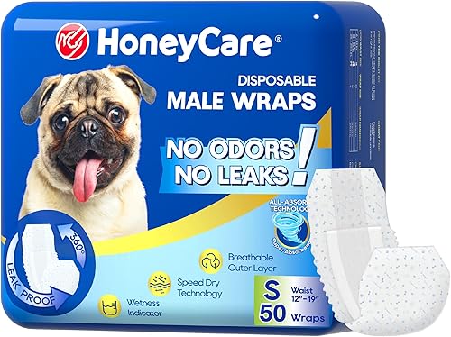 Honey Care All-Absorb envoltura para perro macho, 50 unidades, pequeña — Mascotas