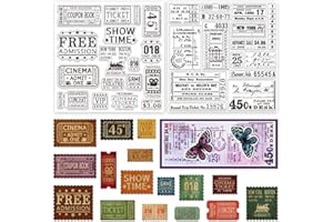 GLOBLELAND 2 Sheets Vintage Postage Clear Stamps for Card Making 5.9x5.9 inch Tickets Silicone Clear Stamp Seals Transparent 