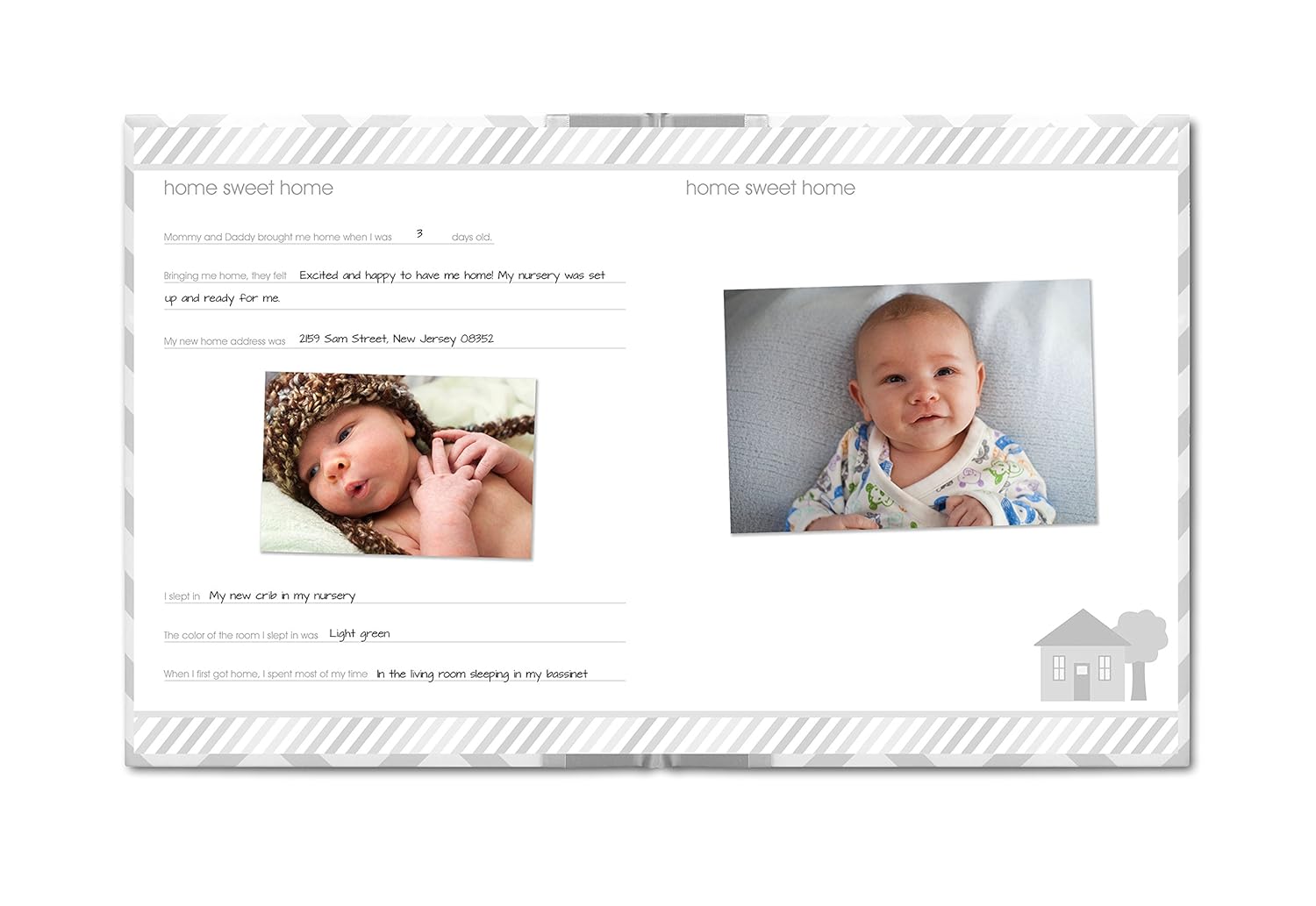 Pearhead First 5 Years Chevron Baby Memory Book with Clean-Touch Baby Safe Ink Pad to Make Baby’s Hand or Footprint Included, Gray, Gray Chevron : Baby