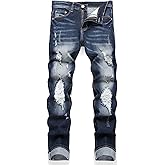 Liuhond Men's Ripped Straight Holes Stretchy Jeans