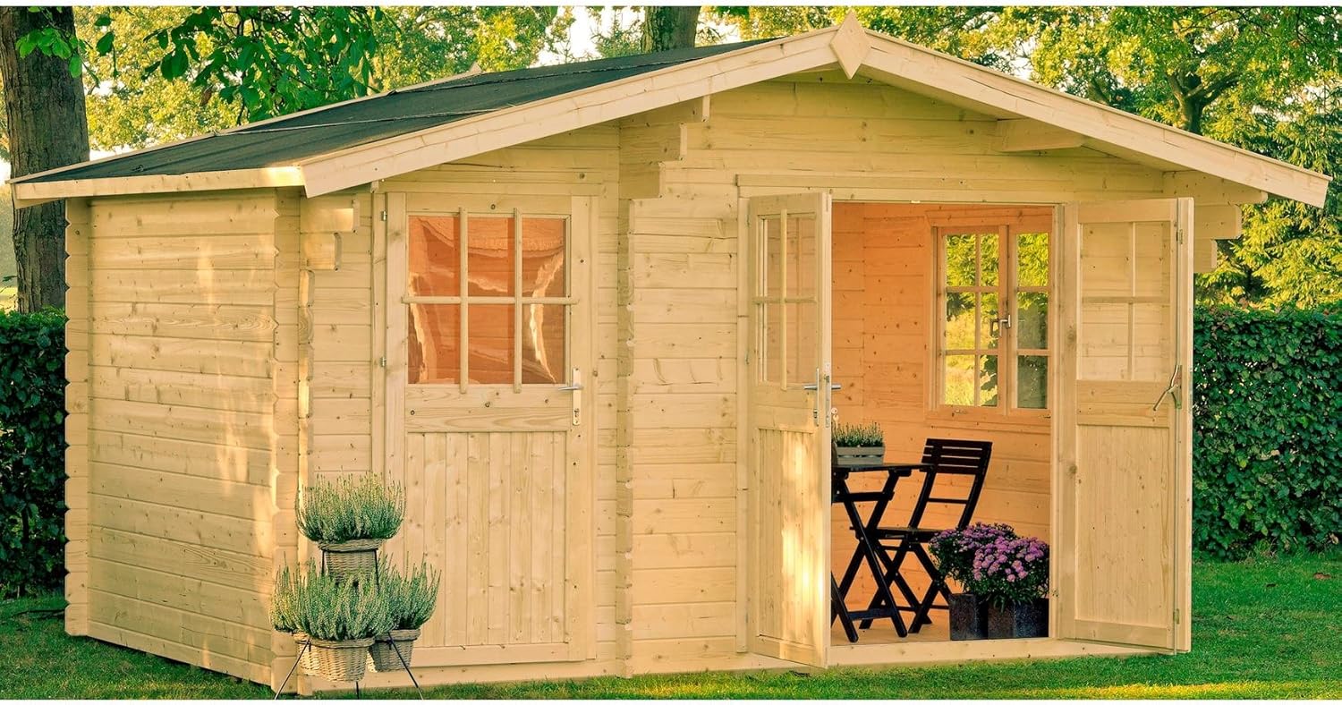 Outdoor Life Products Gartenhaus Belmont 1 Bxt 380x250 Cm 28 Mm Natur Amazon De Garten