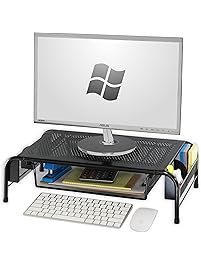SimpleHouseware Metal Desk Monitor Stand Riser with Organizer Drawer