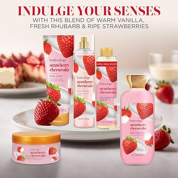 BODYCOLOGY SHEA BUTTER BODY CREAM, STRAWBERRY CHEESECAKE, 8 OZ