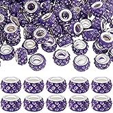 ANCIRS 50pcs 12mm Large Hole Rhinestone Euro Beads, Rondelle Spacer Beads for European Bracelet (Purple)