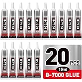 20 PCS 15ml B7000 Rhinestone Glue Clear with Precision Tip, Bedazzling Glue, Multipurpose Super Glues for Nail, Craft, Jewelry Making, Nail Art, DIY, Makeup, Shoes