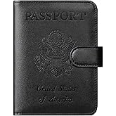 Passport Holder Cover Wallet RFID Blocking Leather Card Case Travel Accessories for Women Men (Black)