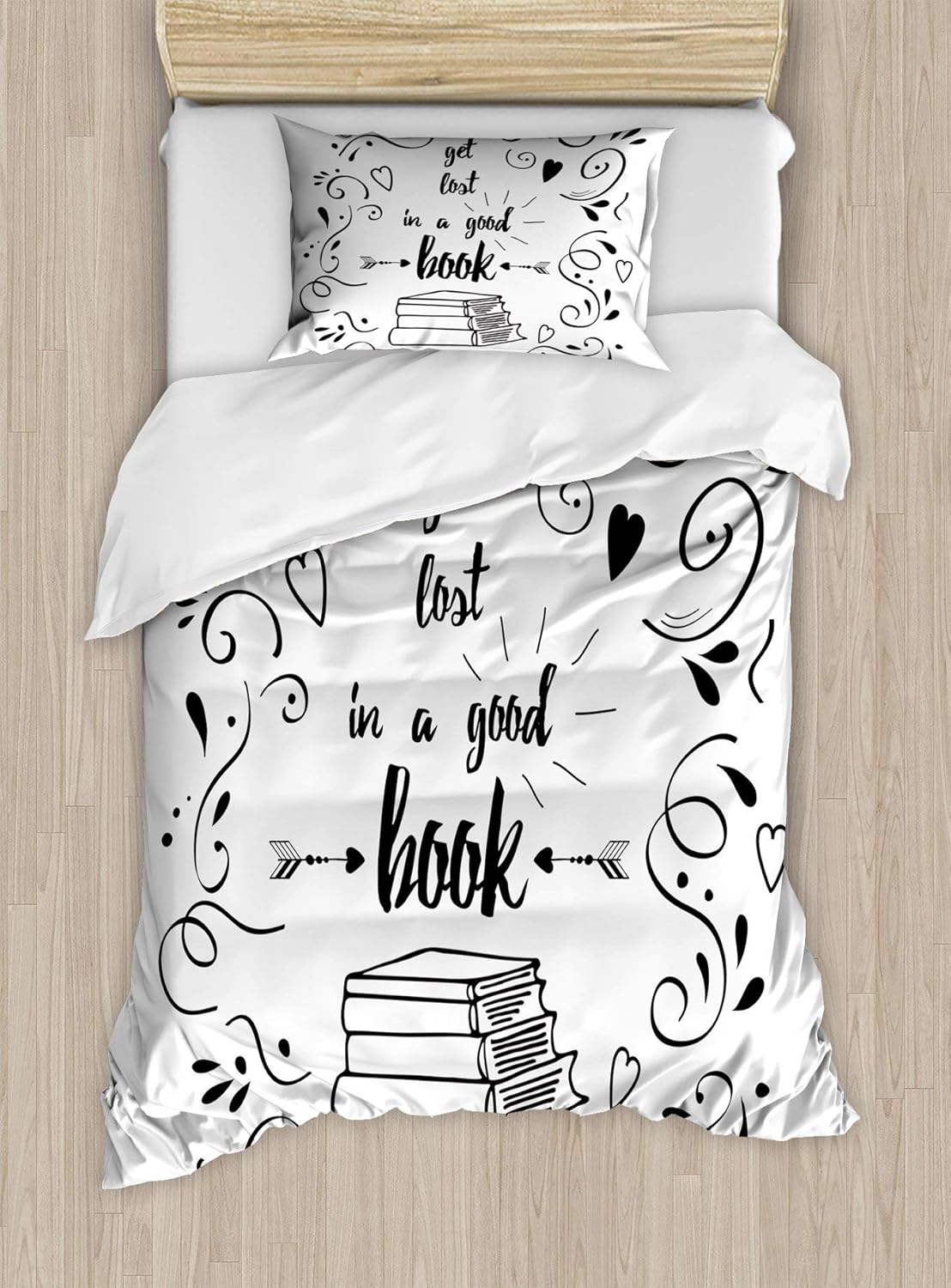 Single Size Bedding Duvet Cover Set Book Duvet Cover Set, Get Lost in a
