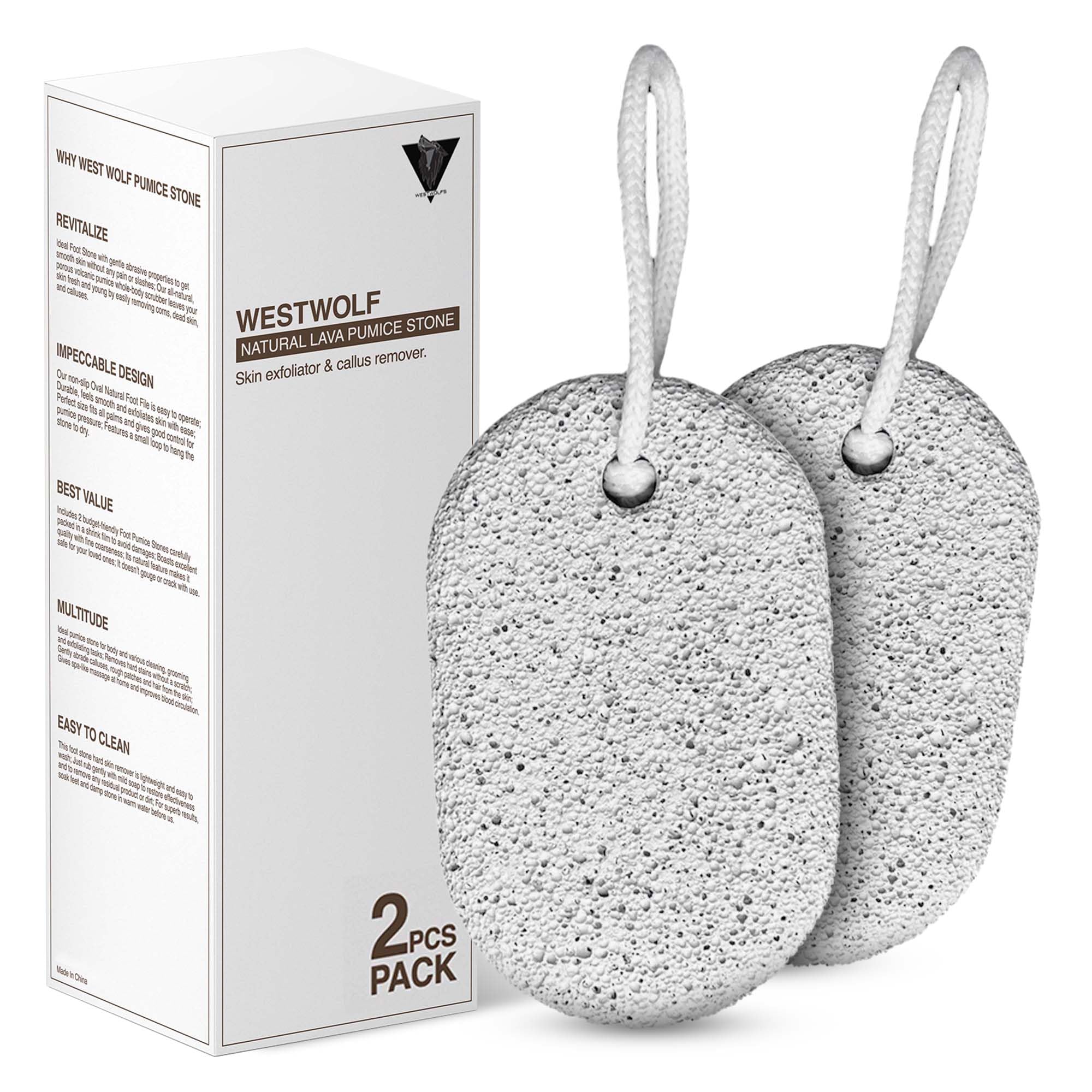 WestWolf - 2 pcs Pumice Stone for Feet & Hand - Feet Hard Skin Remover | Foot Scrubber for Dead Skin, Cracked Heels, Callus Remover for Skin Exfoliation