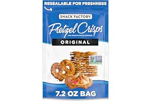 Snack Factory Original Pretzel Crisps, Non-GMO, 7.2 oz Resealable Bag