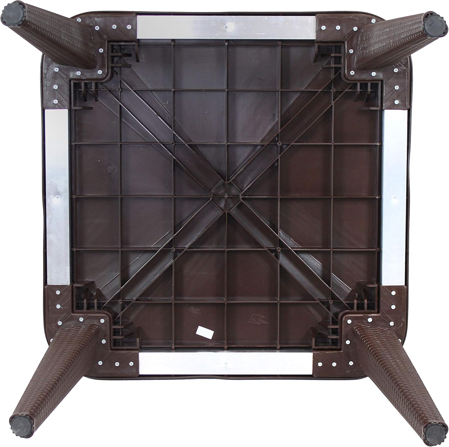 Sunnydaze All-Weather Square Patio Dining Table with Faux Wood Grain Top - Wenge - Plastic Indoor/Outdoor Table with Faux Wicker Design - Perfect for Porch, Deck or Dining Room - 35.25 Inches Square: Sunnydaze Decor: Kitchen & Dining