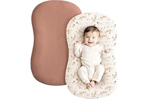 Konssy Muslin Baby Lounger Cover 2 Pack, 100% Cotton Newborn Lounger Cover, Soft and Breathable Lounger Slipcover for Boys Gi