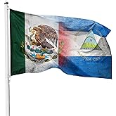 Mexico Nicaragua Mixed Flag - 3x5 Ft Nylon Home Decor Outdoor Flag with Brass Grommets