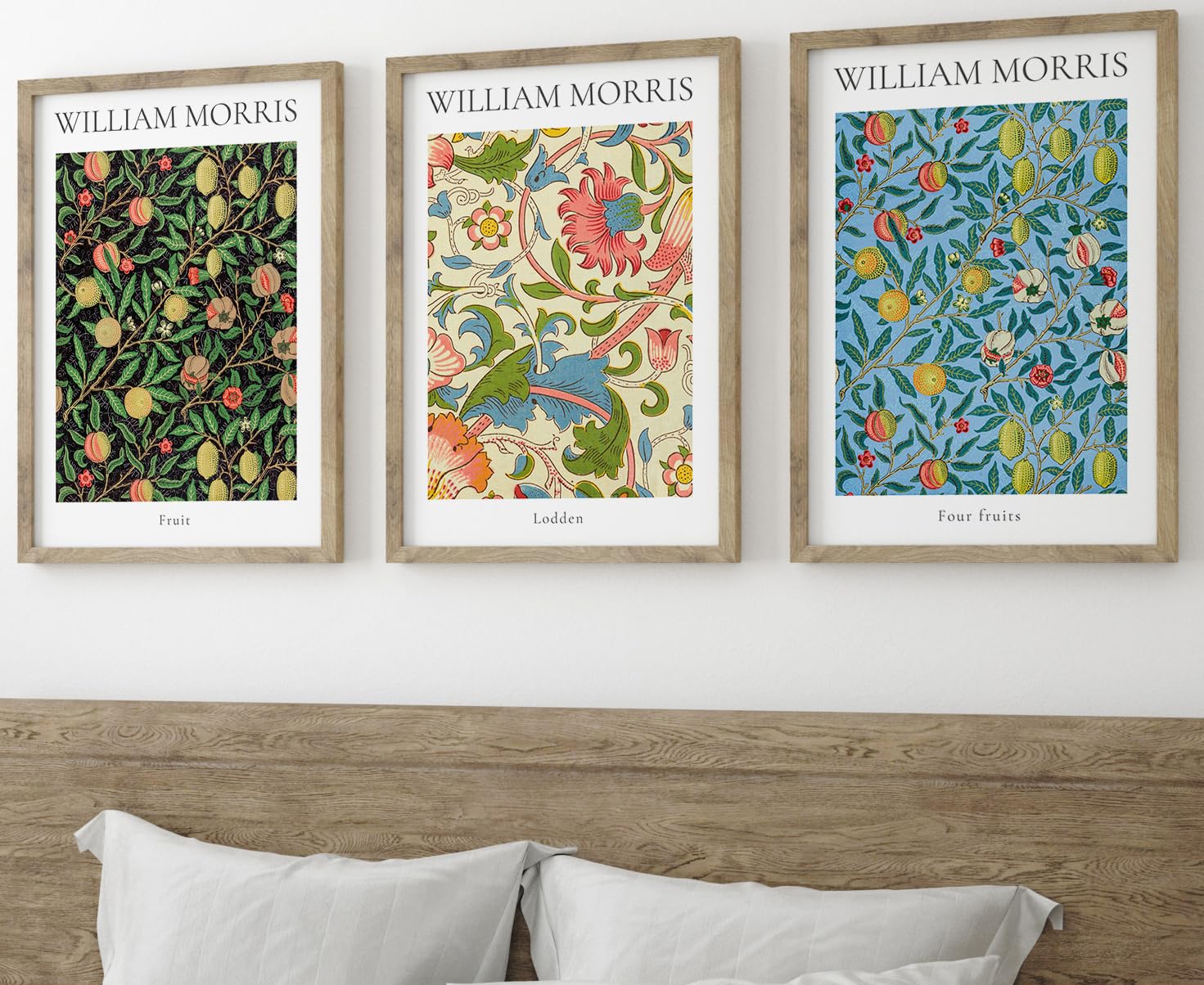 William Morris Set of 3 Unframed Prints, Art Nouveau Home Decor, Vintage Art, Botanical Flower Poster, Digital Art, Fruit Lodden Four Fruits (A4)