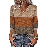 Zeagoo Women Long Sleeve Tops Dressy Casual V Neck Tshirts Basics Tee 2025 Fall Trendy Clothes S-2XL