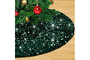 LJIE-HOUSE Mini Christmas Tree Skirt 24Inch Emerald Green Small Tree Skirt Sequin Tree Cover Mat for Christmas Holiday Party Decorations