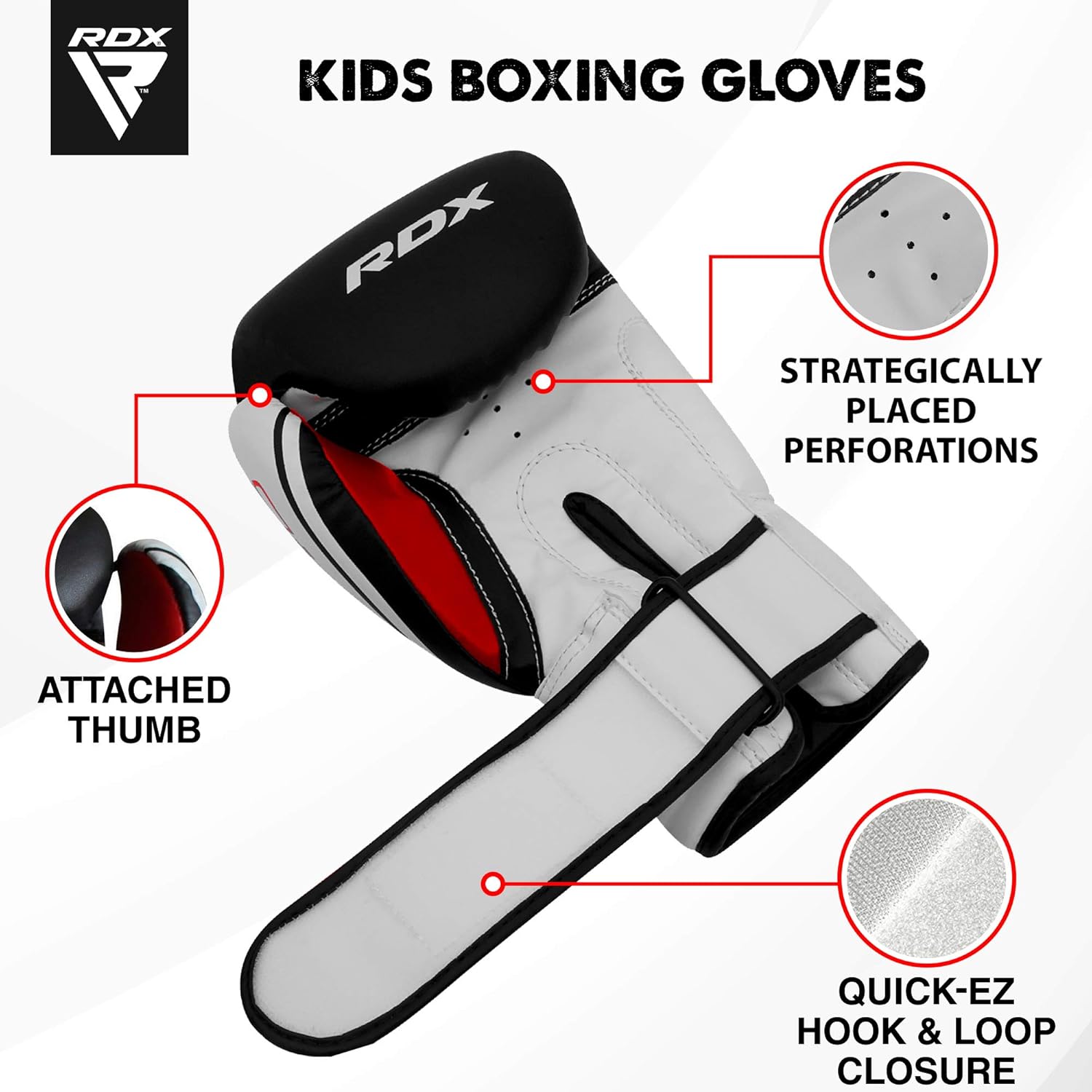 RDX Kids Boxing Gloves for Training and Muay Thai, Maya Hide Leather Junior 4oz, 6oz Mitts for Sparring, Fighting and Kickboxing, Good for Youth Punch Bag, Grappling Dummy and Focus Pads Punching : Sports & Outdoors