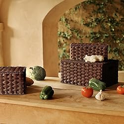 GRANNY SAYS Wicker Baskets with Lids, Set of 3