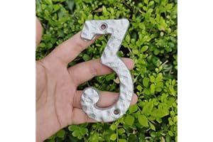 TripDock 4 Inch House Numbers for Outside-Rustproof Cast Iron Metal Address Home Number/Unique Hammered Style Mailbox Numbers/Elegant Silver Finished/Number 3