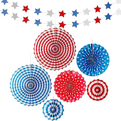 Amazon Com Frienda 8 Pieces Presidents Day Paper Dots Fan And Red