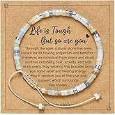 yupoxiu Inspirational Gifts Healing Natural Stone Bracelets - Thinking of You, Get Well Soon Encouragement Gifts Strength Bracelets for Women Friends Sister, Christmas Stocking Stuffers Thanksgiving Basket