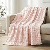 Horaldaily Valentine Bow Blanket Throw, Pink Bow Soft Fuzzy Plush Faux Fur Cozy Blankets for Couch Sofa Bed Lounging, Ideal Gifts for Kids Adults Wife Self, 50x60