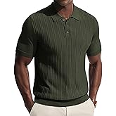 PJ APUL Jones Mens Knit Polo Shirts Short Sleeve Stretch Texture Knitted Polo Shirts Casual Lightweight Golf Shirt