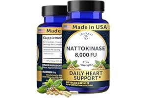 Lunakai USA Made Nattokinase Supplement – 400mg Natto Enzyme, 8000 FU per Serving – Heart & Circulation Support – Non-GMO, 60ct, 4000 FU Capsule