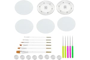 Cookie Decorating Kit Supplies Including 4 Silicone Mats 6 Decoration Brushes 2 Acrylic Turntables 6 Scribe Needles and 8 Rub