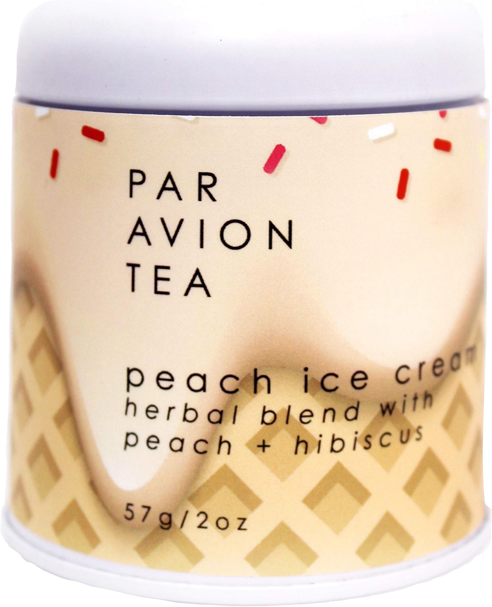 Par Avion Tea, Peach Ice Cream - Herbal Blend with Peach + Hibiscus - 2 oz