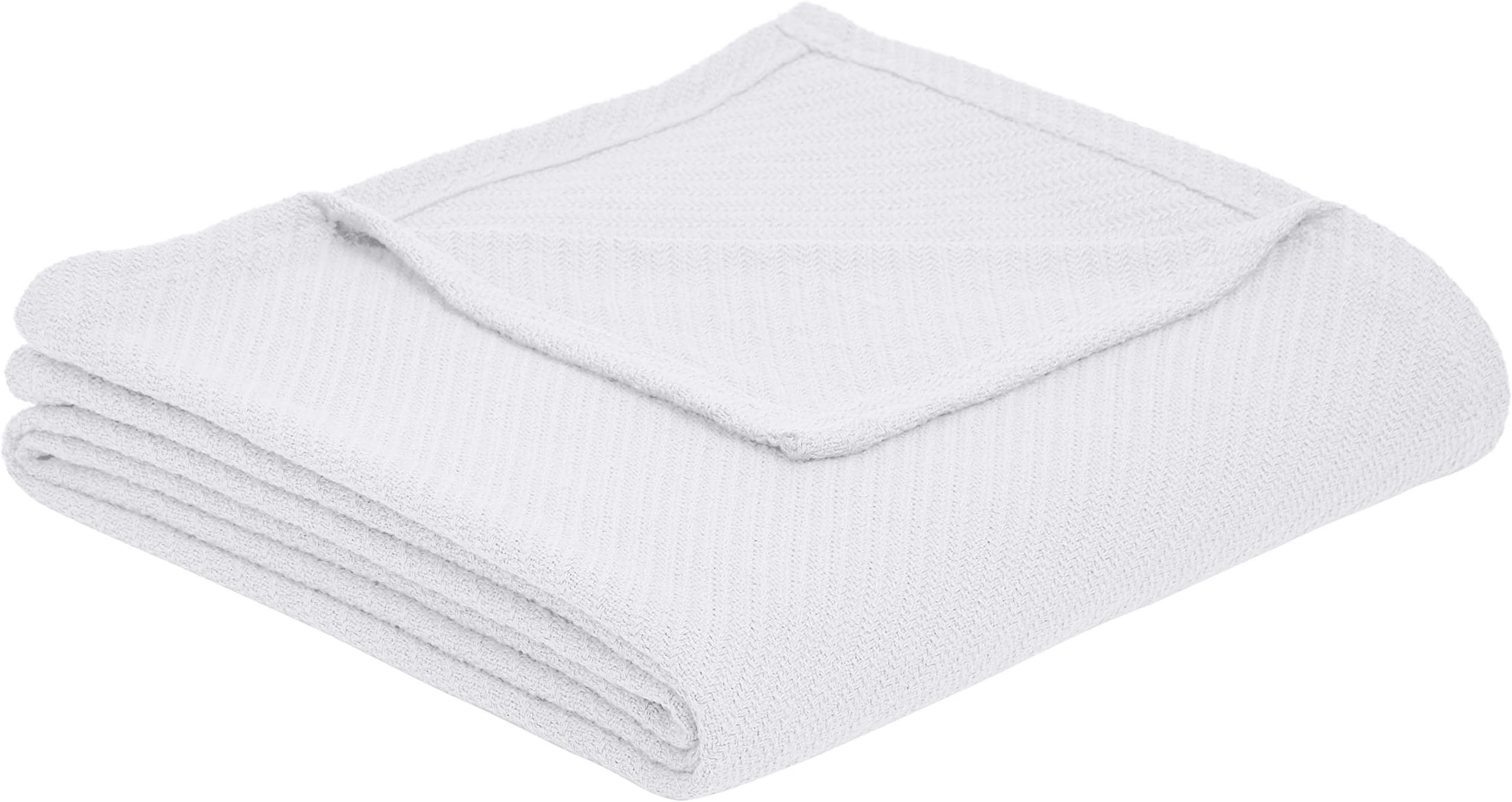 Amazon Basics Cotton Woven Throw Blanket - 90 x 90 Inches, White